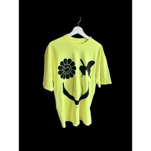 Post Malone x Takashi Murakami T-Shirt Sz L "Bright Night" Limited Edition Neon